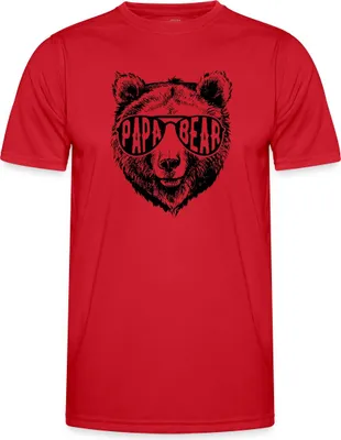 Produktbild von Spreadshirt Papa Bär Cool Dad Funktionsshirt Herren, L, Rot