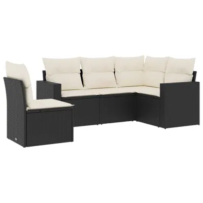 Produktbild von vidaXL 5-tlg. Garten-Sofagarnitur mit Kissen Schwarz Poly Rattan