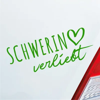 Produktbild von Auto Aufkleber Schwerin verliebt Herz Stadt Heimat Liebe Car 19x7 cm Hellgrün Sticker Heckscheibenaufkleber