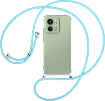 Produktbild von Handykette Backcover-Schutzhülle mit Band (Metall silberfarben) für Motorola Edge 40 5G (6.55'') - himmelblau