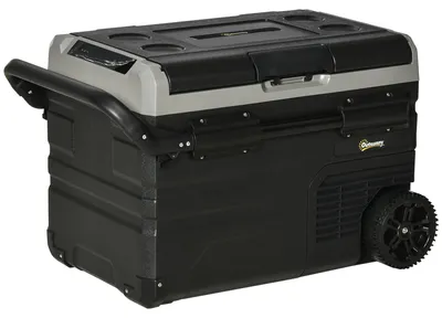 Produktbild von Outsunny Kühlbox Auto 40L mit LED-Beleuchtung Autokühlschrank mit Griffe Rollen