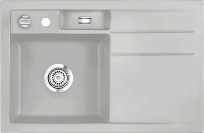 Produktbild von Spüle KeraDomo BELA 78 in ALU - Becken links mit Excenterbedienung / Systemceram / Keramikspüle