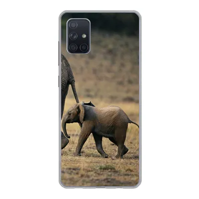 Produktbild von MuchoWow® Handyhülle Schutzhülle Hülle für Samsung Galaxy A71 Elefant - Tiere - Savanne - Natur Silikon Softcase Handy Hülle - Kartenbesitzer