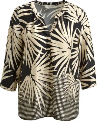 Produktbild von Blouse w neckpanel, v-neck, gathering at neckopening, 3/4 sleeves