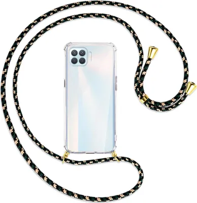 Produktbild von Handykette Backcover-Schutzhülle mit Band (Metall goldfarben) für Oppo A93 - camouflage