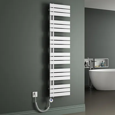 Produktbild von Mai & Mai Badheizkörper Elektrisch 159x40 cm in Weiß Seitenanschluss Handtuchheizkörper Handtuchhalter Handtuchwärmer Badheizung mit Heizstab 1000W