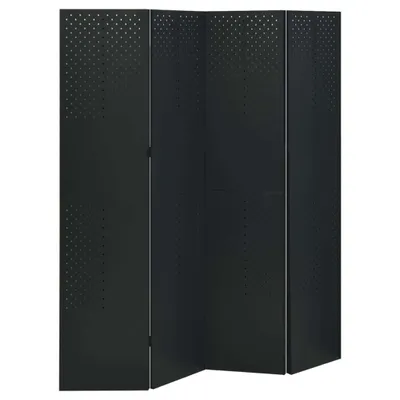 Image de séparation de pièce 4 pièces Noir 160x180 cm Acier