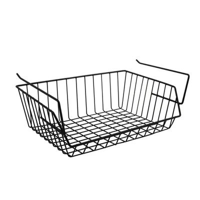 Produktbild von MSV Hängekorb aus Metall - 40x27x14cm - Schwarz - Aufbewahrungs-Korb für Küchenschränke Kleiderschränke Regale Unterbauschrank Unterbau-Regal