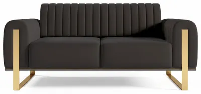 Produktbild von Selsey Parissa - Sofa, Samt Schwarz goldene Füße, 164 cm