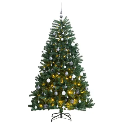 Image de Sapin de Noël artificiel articulé 300 LED et boules 210 cm
