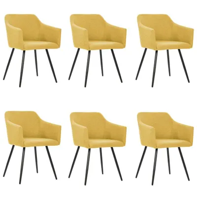 Image de Chaises à manger lot de 6 jaune tissu