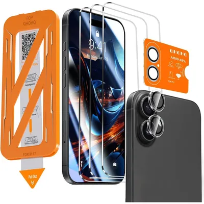 Produktbild von 3x Panzerglas mit Kameraschutz für iPhone 17 6.3 Zoll Transparent 9H+ Härte Anti-Kratzer Anti-Fingerabdruck Hüllenkompatibel