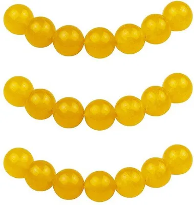 Produktbild von MJDCB Fädelperlen 6 mm, 60 Stück, gelbe Jade-Halbedelsteinperlen mit Loch, lose runde Steinperlen zum Herstellen von Schmuck, Armbändern und Halsketten