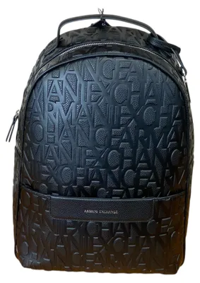 Immagine prodotto di Zaino Armani Exchange da donna, modello Liz, con logo "Pebble" su tutta la superficie, zip argentata, colore nero