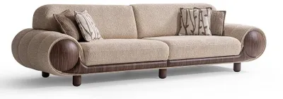 Produktbild von Stilvoller Beiger 4-Sitzer Designer Polstercouch Modernes Textilsofa