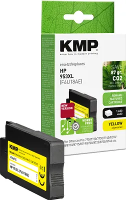 Obrázok produktu pre KMP 1748,4009, Vysoký (XL) výnos, Žltá, Atrament na pigmentovej báze, 30 ml, 2000 strany