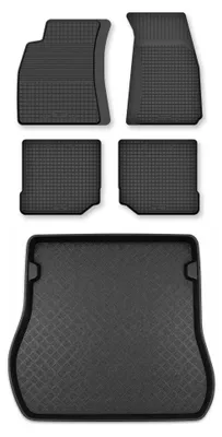 Image de Tapis en caoutchouc + bac de coffre pour Audi A4 B5 1995-1999 (break) – 5 pièces, noirs, semi-universel, adapté