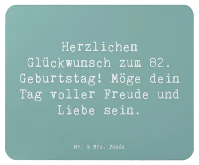 Produktbild von Mr. & Mrs. Panda Mousepad Spruch 82. Geburtstag - Meeresbrise - Geschenk, mousematte, Familie und Freunde, laptop, Alter, Mauspad, 82 Jahre, Erinnerungen, Happy Birthday