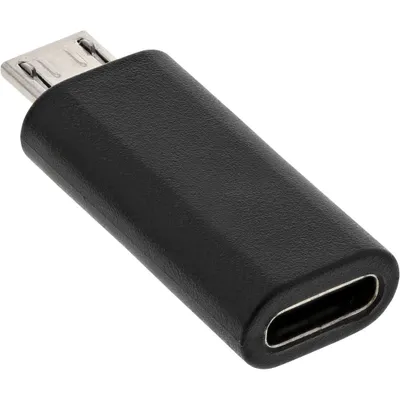 Produktbild von InLine USB 2.0 Adapter, Micro-USB Stecker auf USB-C Buchse, micro USB male, USB C, Schwarz