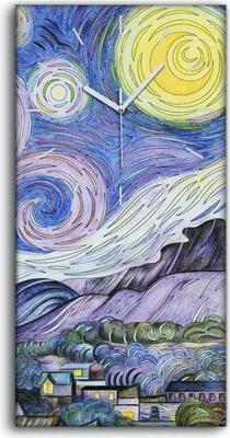 Produktbild von Leinwand Uhr Küche Wohnzimmer Bild Geräuschlos 30x60 Abstraktes Kunst Nacht Dorf - weiße Hände