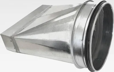 Produktbild von Übergangsstück für Flachkanal auf Wickelfalzrohr B: 100 140 180 220 300 mm DN 80 100 125 150 160 200 mm (B: 180 / DN 100)