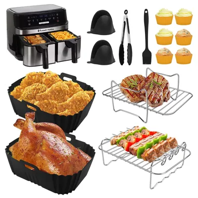 Heißluftfritteuse-Zubehör, 2 Kammern, 9 L, Silikon, BPA-frei