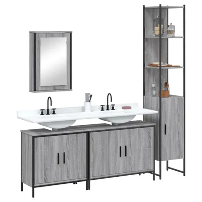 Immagine prodotto di Maison Exclusive - Set di mobili da bagno 4 pezzi Grigio Sonoma Materiale ligneo
