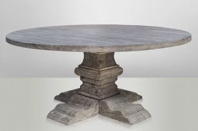 Produktbild von Casa Padrino Landhaus Esstisch Rund Eiche Rustic Grey - Barock Stil Tisch Eiche Massiv