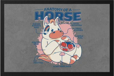 Produktbild von Anatomy Of A Horse Fußmatte Pferd Hengst Stute Hobbie Pferdeflüsterer Pferdeliebhaber Reiten Reiter Spirit