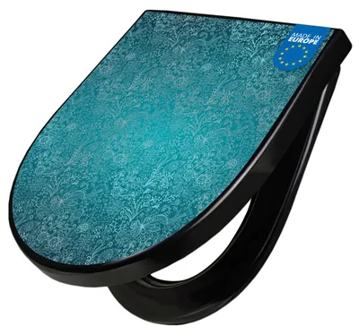 Produktbild von WC Sitz D-Form Schwarz mit Absenkautomatik Motiv Mandala Landschaft [TDSCH3 10948]