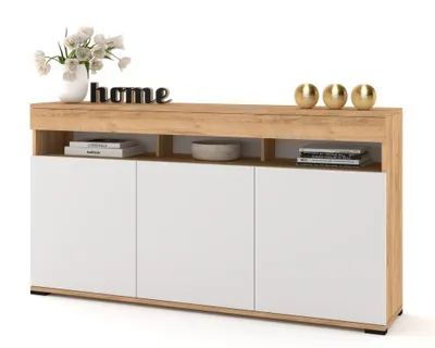 Produktbild von Große Kommode Fernsehschrank LUNA 3D Golden Craft Eiche/Weiß Matt 120cm