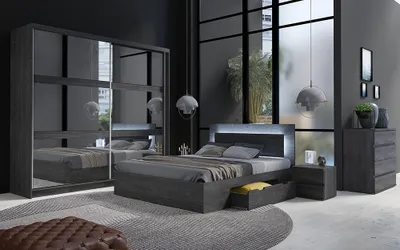 Produktbild von Schlafzimmer Set 5-teilig mit Bettgestell 180x200cm in Esche TORTONA-166