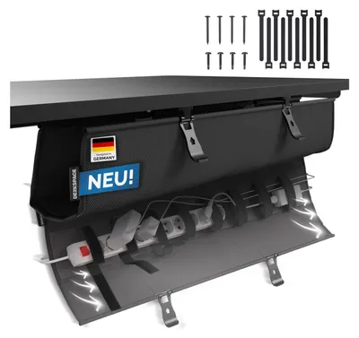 Produktbild von DESKSPACE® Kabelwanne Schreibtisch Kabelmanagement - Beidseitig Klappbarer Kabelkanal - Cable Organizer für den Schreibtisch - 94 cm (Schwarz)