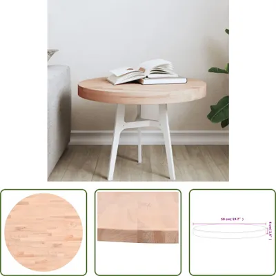 Produktbild von The Living Store Tischplatte Ø50x4 cm Rund Massivholz Buche