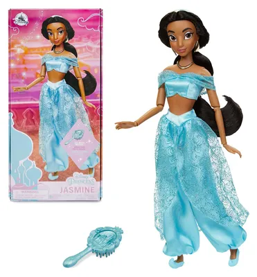 Produktbild von Disney Store Offizielle Puppe Prinzessin Jasmin für Kinder, Aladdin, 29 cm, vollbewegliche Puppe mit ausgearbeiteter Haarbürste, geeignet ab 3 Jahren