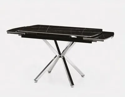 Productafbeelding van Eettafel, uitschuifbaar, salontafel, marmerlook, zwart, roestvrij staal