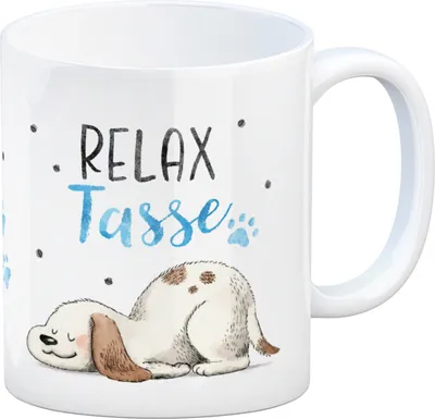 Produktbild von Relaxter Hund Kaffeebecher mit Spruch Relax Tasse