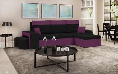 Produktbild von Ecksofa DAKOTA2 mit Schlaffunktion - Schwarz/ Fuchsia