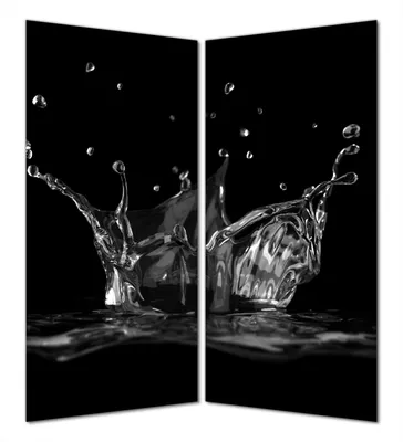 Produktbild von Wallario selbstklebende Duschrückwand 180 x 180 cm mit Motiv Aufspritzendes Wasser Schwarz-Weiß - Wandverkleidung mit Hochglanzlaminat in Glasoptik