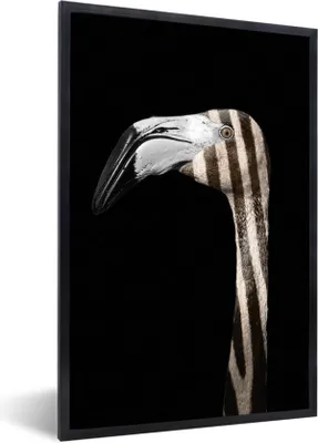 Produktbild von MuchoWow® MuchoWow® Gerahmtes Poster Flamingo - Porträt - Zebra 60x90 cm - Poster mit zchwarzem Bilderrahmen - Kunst