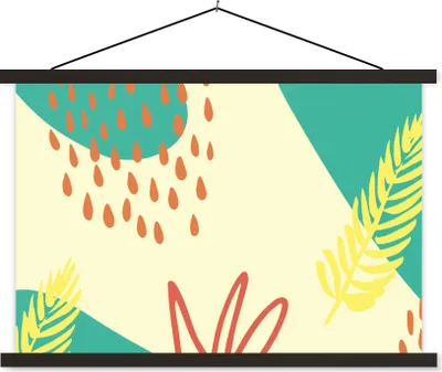 Produktbild von MuchoWow® Textilposter Sommer - Blätter - Pastell 150x100 cm mit schwarzem Rahmen - Schlafzimmer