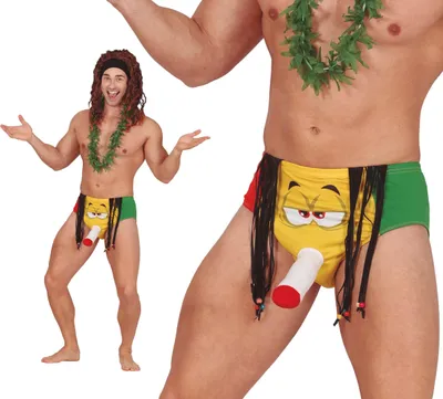 Produktbild von Rasta Party Spaß Unterhose Jga Marihuana Rastafarians Junggesellenabschied Accessoire Humorvolle Kostümidee, Farbe: Gelb