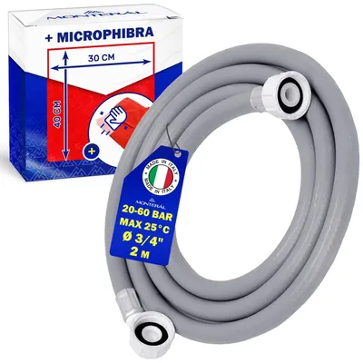 Wasserschlauch 2 m, 3/4 Zoll, Kaltwasser, 20–60 bar, mit Sicherheitsventil