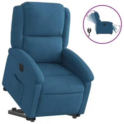 Image de Fauteuil inclinable électrique bleu velours