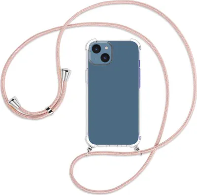 Produktbild von Handykette Backcover-Schutzhülle mit Band (Metall silberfarben) für Apple iPhone 14 (6.1'') - roségold