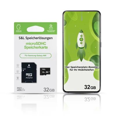 Produktbild von microSD Speicherkarte S&L für Samsung Galaxy A80 - Speicherkapazität: 32 GB
