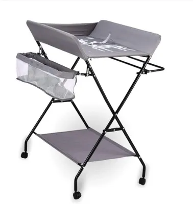 Immagine prodotto di Tavolino fasciatoio per bambini - Pieghevole e regolabile - Altezza 96 cm - Grigio