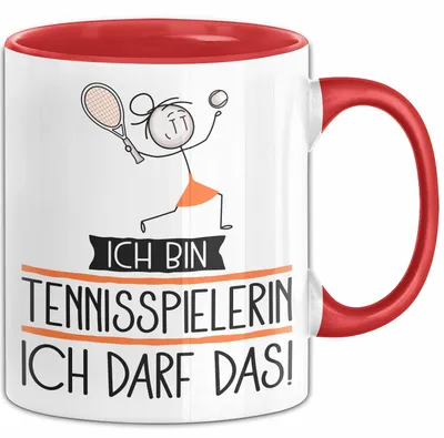 Produktbild von Geschenk für Tennisspielerin Tasse Lustige Geschenkidee Geburtstag Ich Bin Tennisspielerin Ich Darf Das (Rot)