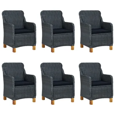Image de vidaXL Ensemble de jardin 7 pièces avec coussins Poly rotin gris foncé