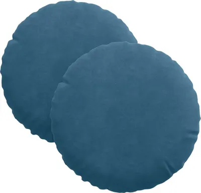 Zdjęcie produktu dla vidaXL Poduszki siedziskowe, 2 szt., aksamit, niebieskie, średnica 30 cm, wysokość 13 cm